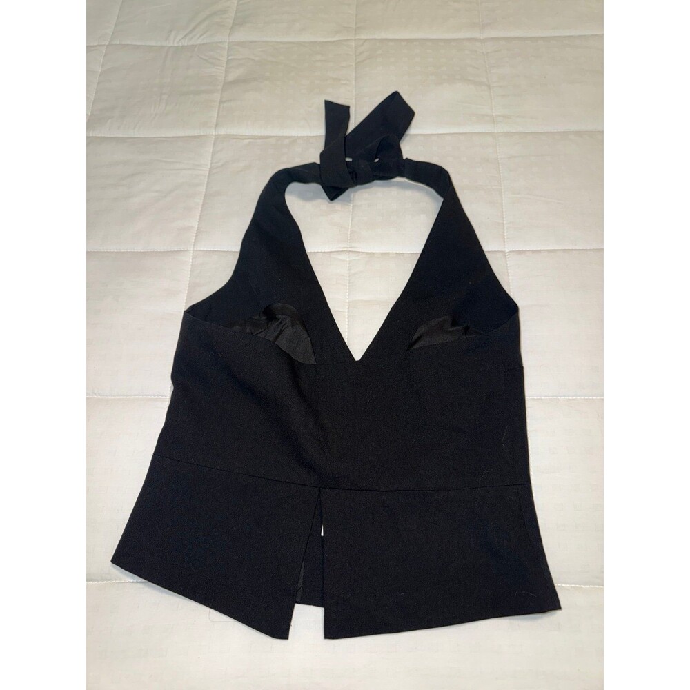 NWT Tiger Mist Black Halter Buttoned Top - Picture 4 of 4